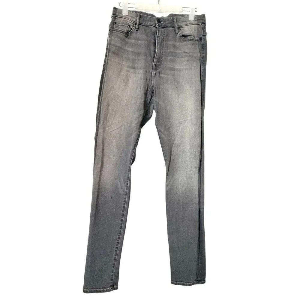 Mother High Rise The Swooner Supermoon Stripe Skinny Gray Denim Jeans Size 29